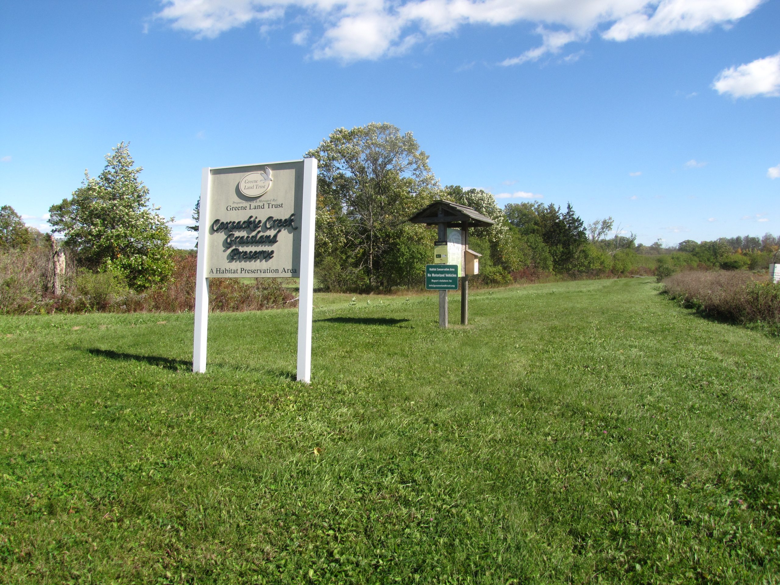 Image showing new signage at Coxsackie Creek Grassland Preserve.